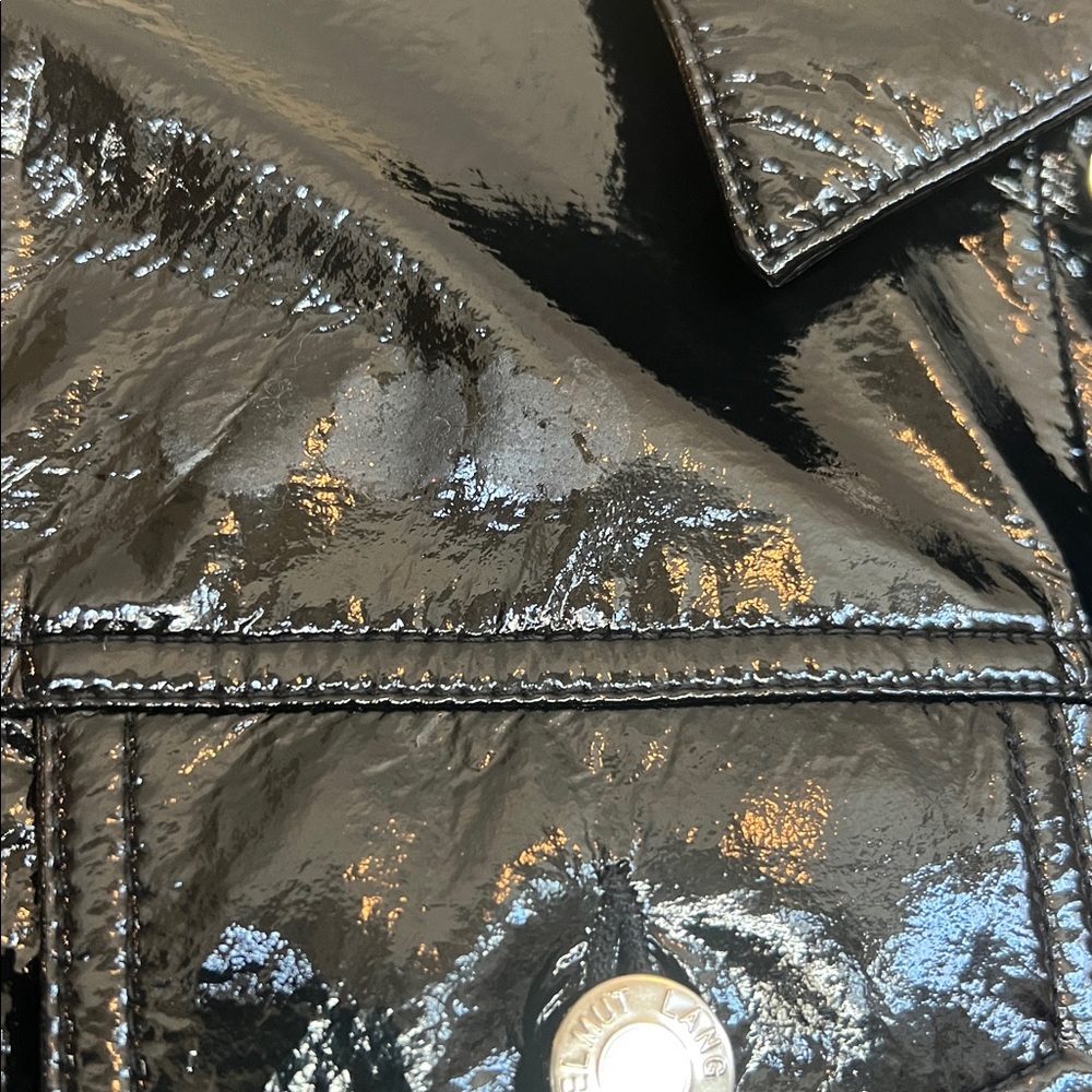 Helmut Lang Glossy Black Jean Jacket Style Jacket Italian Fabric - Picture 10 of 13